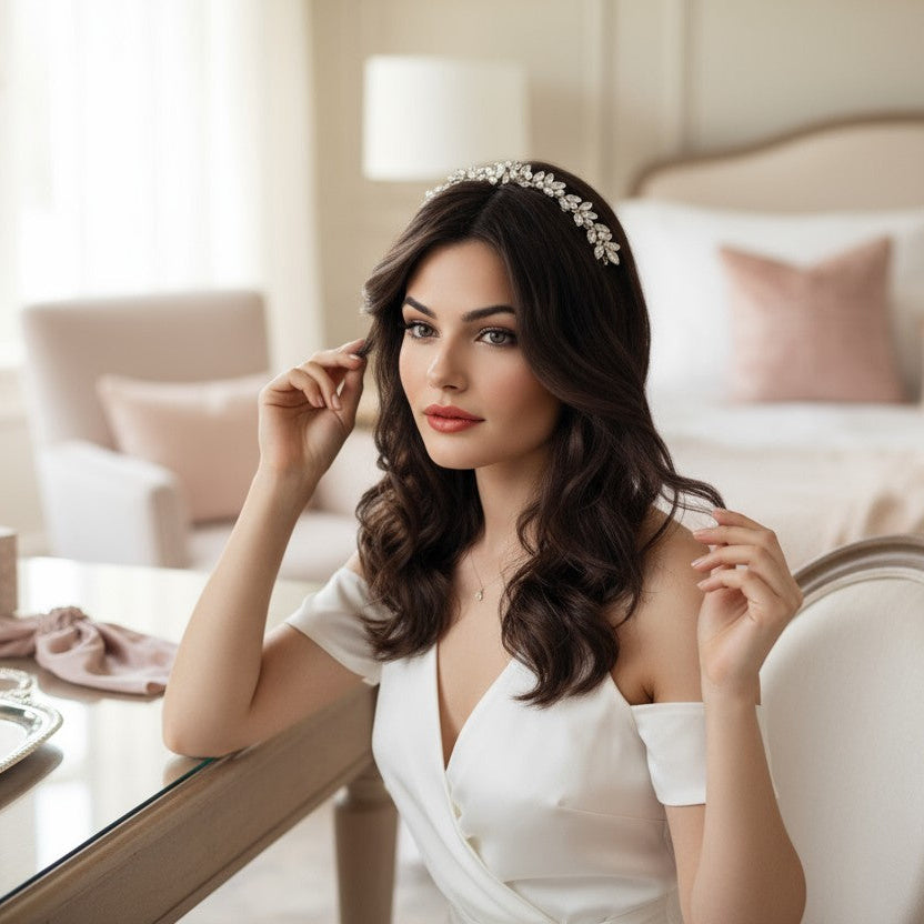 ATHENA COLLECTION - CHIC PEARL HAIR COMB - HC208  SILVER