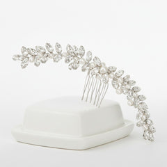 ATHENA COLLECTION - CHIC PEARL HAIR COMB - HC208  SILVER