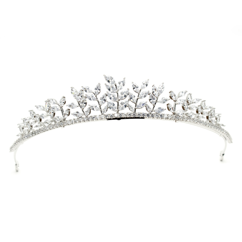 CUBIC ZIRCONIA COLLECTION - GLITZY TIARA - SILVER - AHB45
