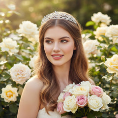 CUBIC ZIRCONIA COLLECTION - GLITZY TIARA - SILVER - AHB45