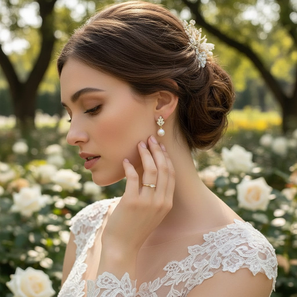 CUBIC ZIRCONIA EARRINGS - GATSBY CHIC EARRINGS - GOLD - CZER528