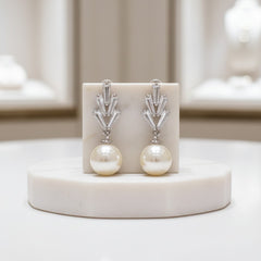 CUBIC ZIRCONIA EARRINGS - GATSBY CHIC EARRINGS - SILVER - CZER528