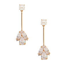 CUBIC ZIRCONIA COLLEECTION - PEARL ELEGANCE EARRINGS - GOLD - CZER530