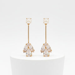 CUBIC ZIRCONIA COLLECTION - PEARL ELEGANCE EARRINGS - GOLD - CZER530
