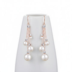 CUBIC ZIRCONIA COLLECTION - PEARL DROPS EARRINGS - ROSE GOLD CZER531