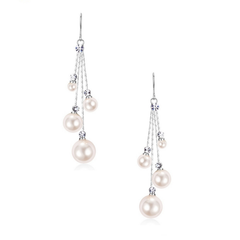 CUBIC ZIRCONIA COLLECTION - PEARL DROPS EARRINGS - SILVER CZER531