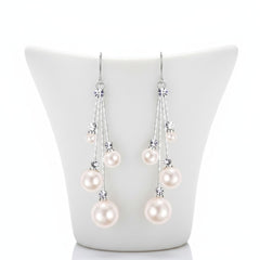 CUBIC ZIRCONIA COLLECTION - PEARL DROPS EARRINGS - SILVER CZER531