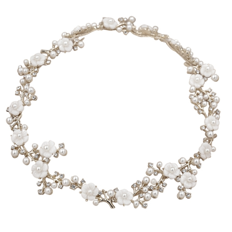 ATHENA COLLECTION - ETERNALLY PEARL HAIR VINE - SILVER HC210