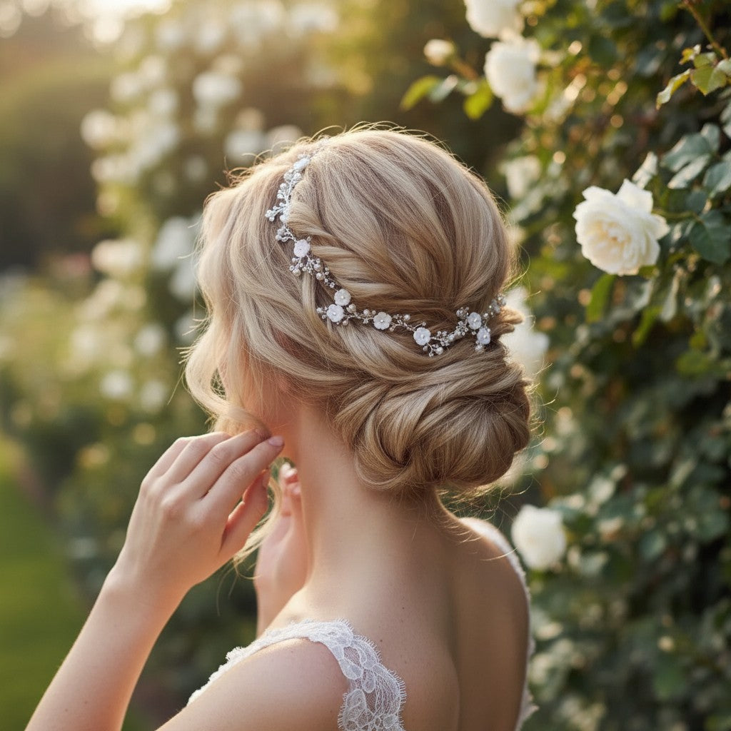 ATHENA COLLECTION - ETERNALLY PEARL HAIR VINE - SILVER HC210