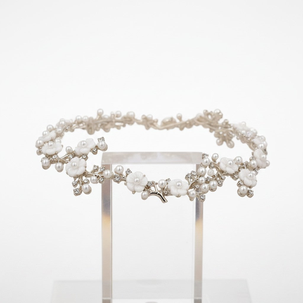 ATHENA COLLECTION - ETERNALLY PEARL HAIR VINE - SILVER HC210