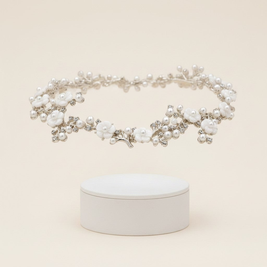ATHENA COLLECTION - ETERNALLY PEARL HAIR VINE - SILVER HC210