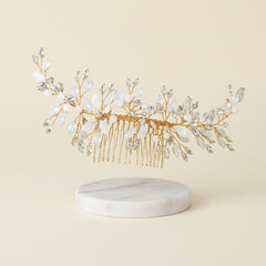 ATHENA COLLECTION - ETERNALLY OPAL BRIDAL COMB - HC211 GOLD