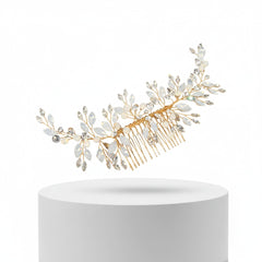 ATHENA COLLECTION - ETERNALLY OPAL BRIDAL COMB - HC211 GOLD