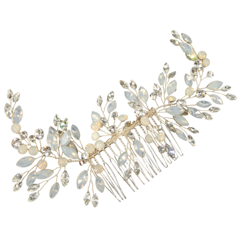 ATHENA COLLECTION - ETERNALLY OPAL BRIDAL COMB - HC211 SILVER