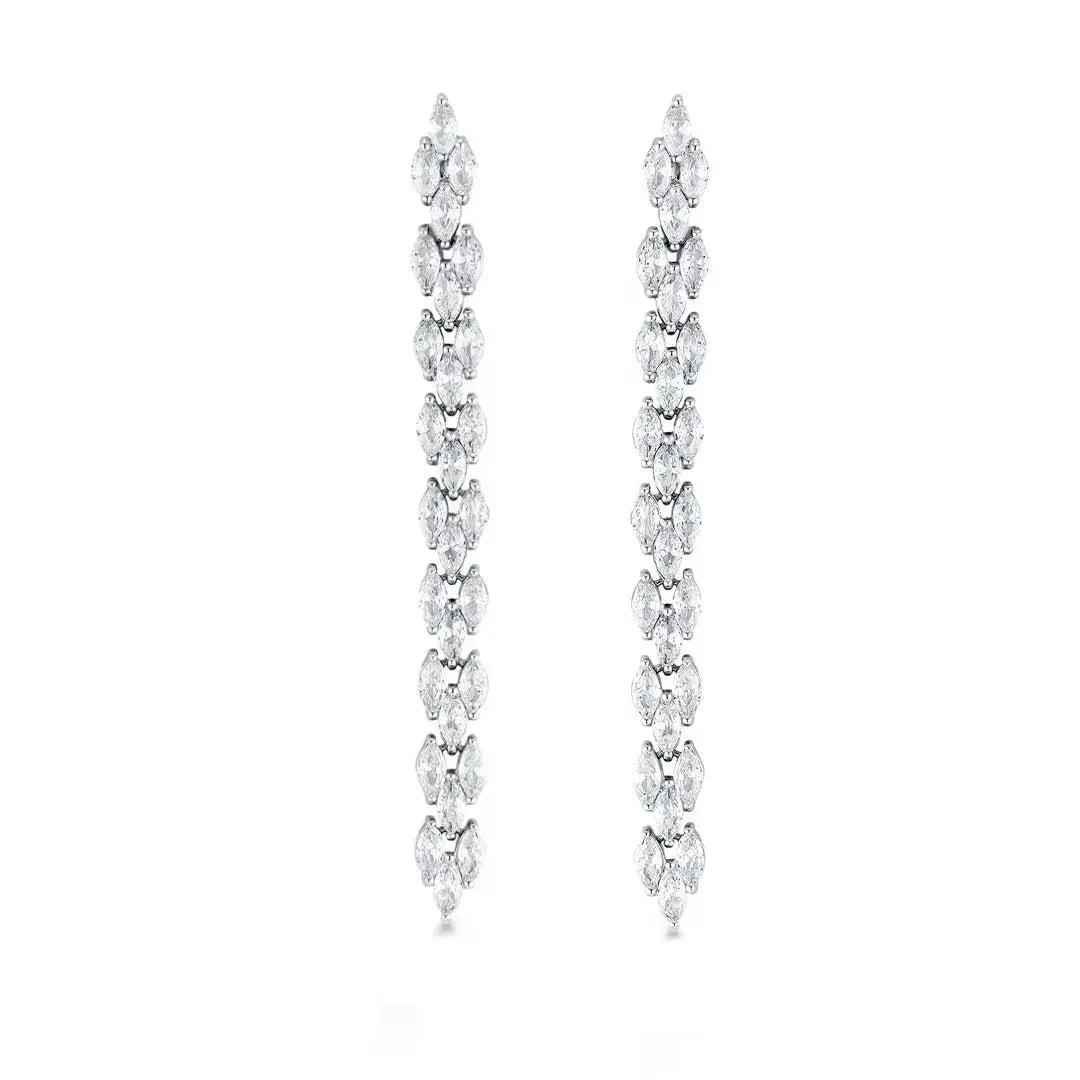 CUBIC ZIRCONIA COLLECTION - GRACEFUL CRYSTAL DROP EARRINGS - CZER533