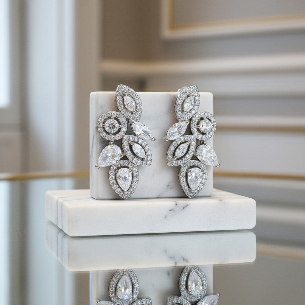 CUBIC ZIRCONIA COLLECTION - ART DECO  EARRINGS - CZER538