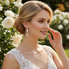 CUBIC ZIRCONIA COLLECTION - PEARL ELEGANCE EARRINGS - CZER540