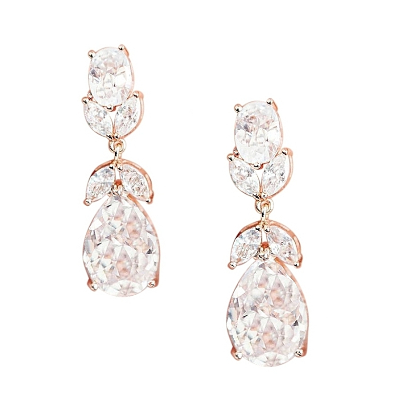 CUBIC ZIRCONIA COLLECTION - CRYSTAL STARLET EARRINGS - CZER501 ROSE GOLD