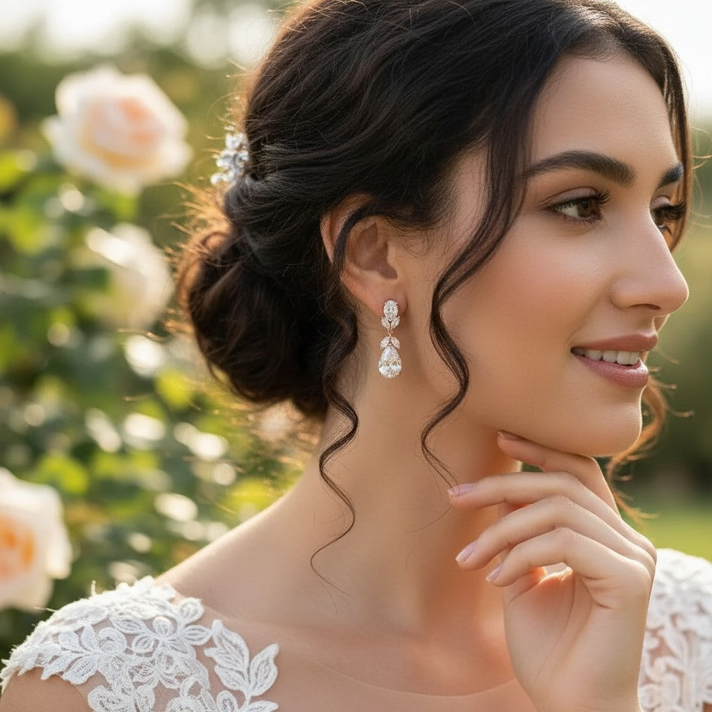 CUBIC ZIRCONIA COLLECTION - CRYSTAL STARLET EARRINGS - CZER501 ROSE GOLD