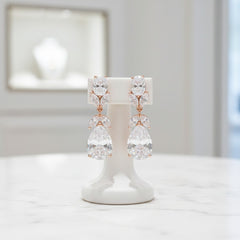 CUBIC ZIRCONIA COLLECTION - CRYSTAL STARLET EARRINGS - CZER501 ROSE GOLD