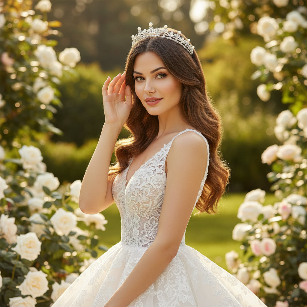 CUBIC ZIRCONIA COLLECTION - STARLET SHIMMER TIARA - AHB51