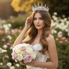 CUBIC ZIRCONIA COLLECTION - REGAL COUTURE TIARA - AHB116