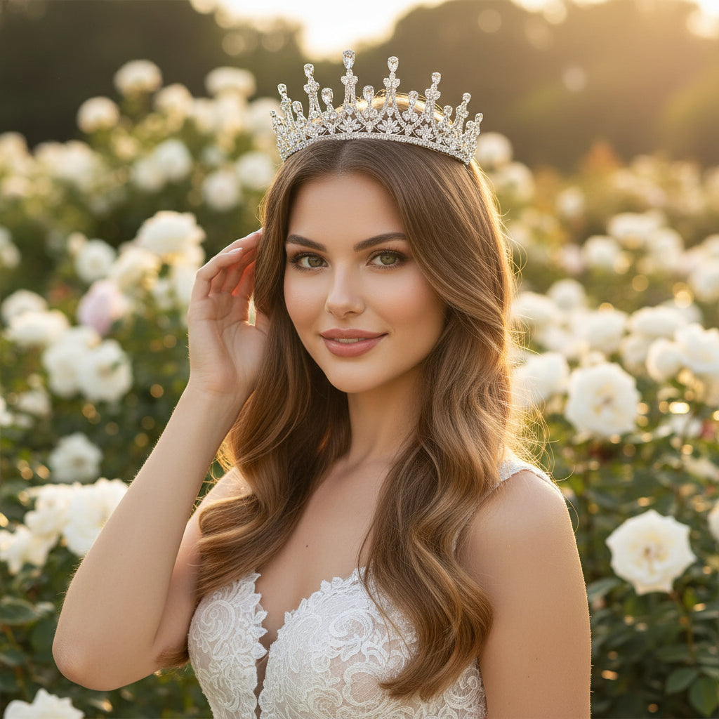 CUBIC ZIRCONIA COLLECTION - REGAL COUTURE TIARA - AHB116