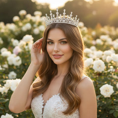 CUBIC ZIRCONIA COLLECTION - REGAL COUTURE TIARA - AHB116