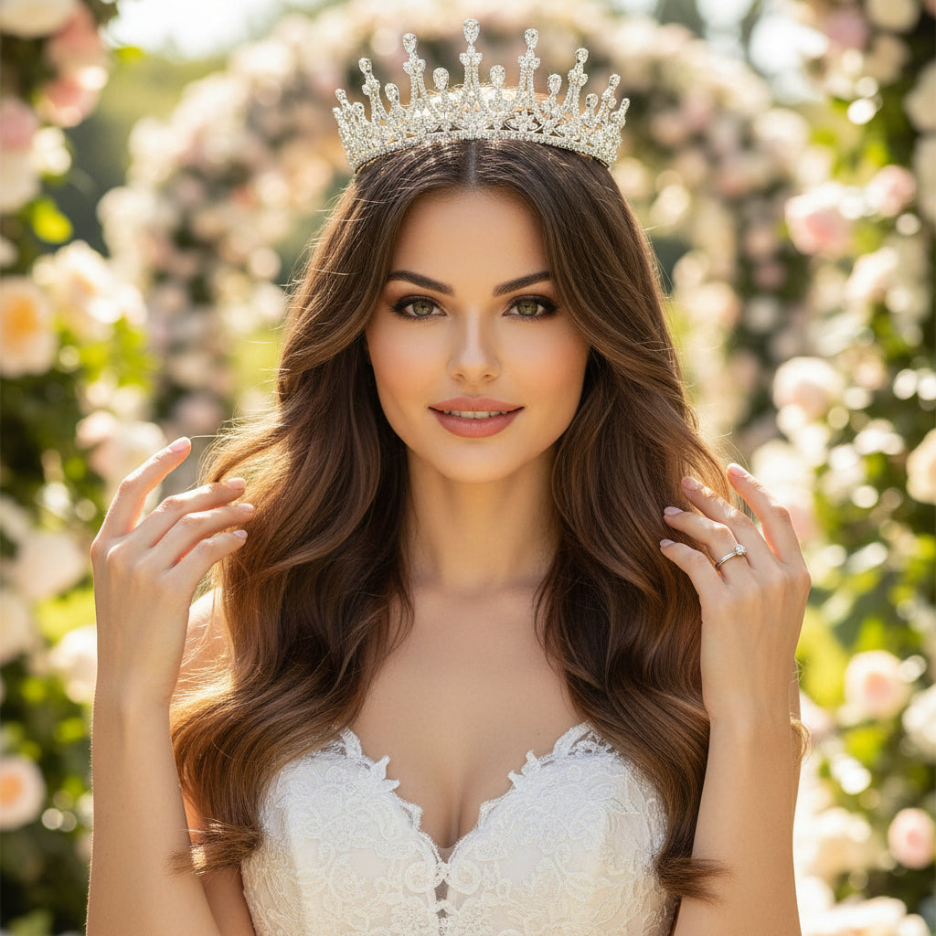 CUBIC ZIRCONIA COLLECTION - REGAL COUTURE TIARA - AHB116