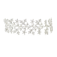 CUBIC ZIRCONIA COLLECTION - SHIMMERING VINE HEADPIECE - SILVER AHB54