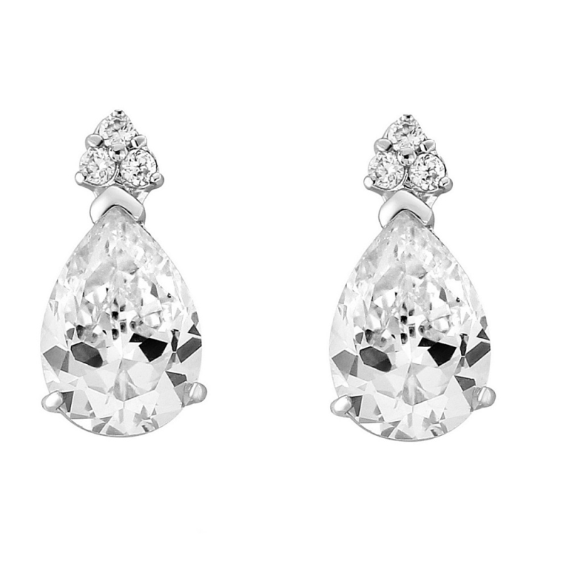 CUBIC ZIRCONIA COLLECTION - CRYSTAL SHIMMER EARRINGS - CZER543 SILVER