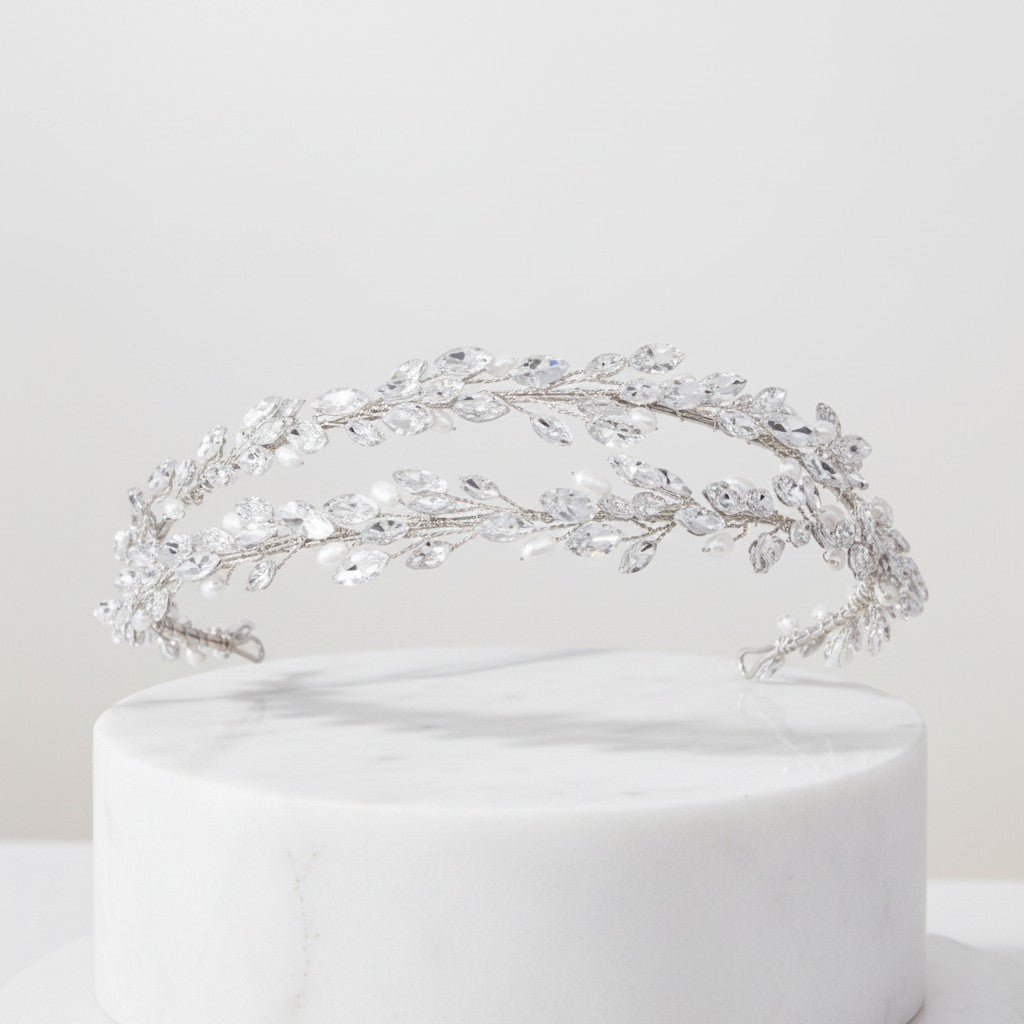 ATHENA COLLECTION - CRYSTALLURE HEADBAND - SILVER -AHB58
