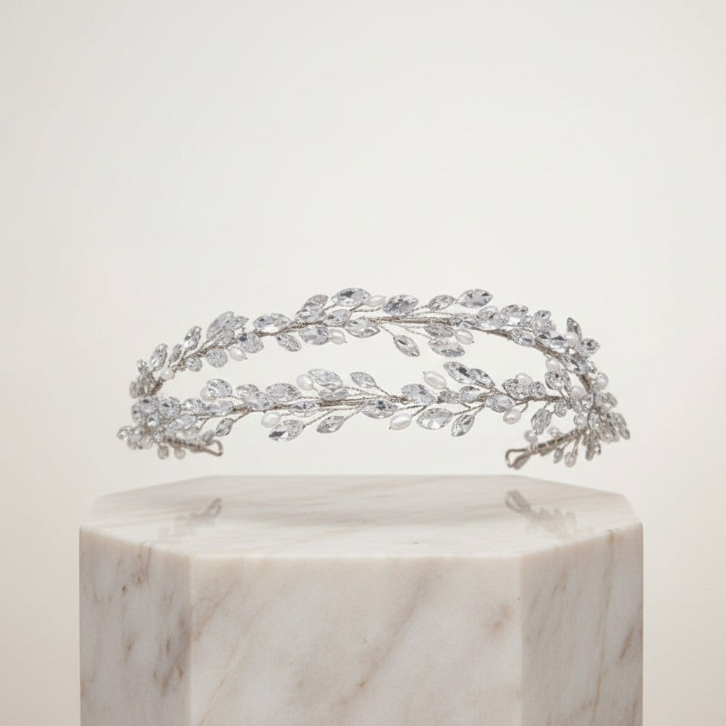 ATHENA COLLECTION - CRYSTALLURE HEADBAND - SILVER -AHB58