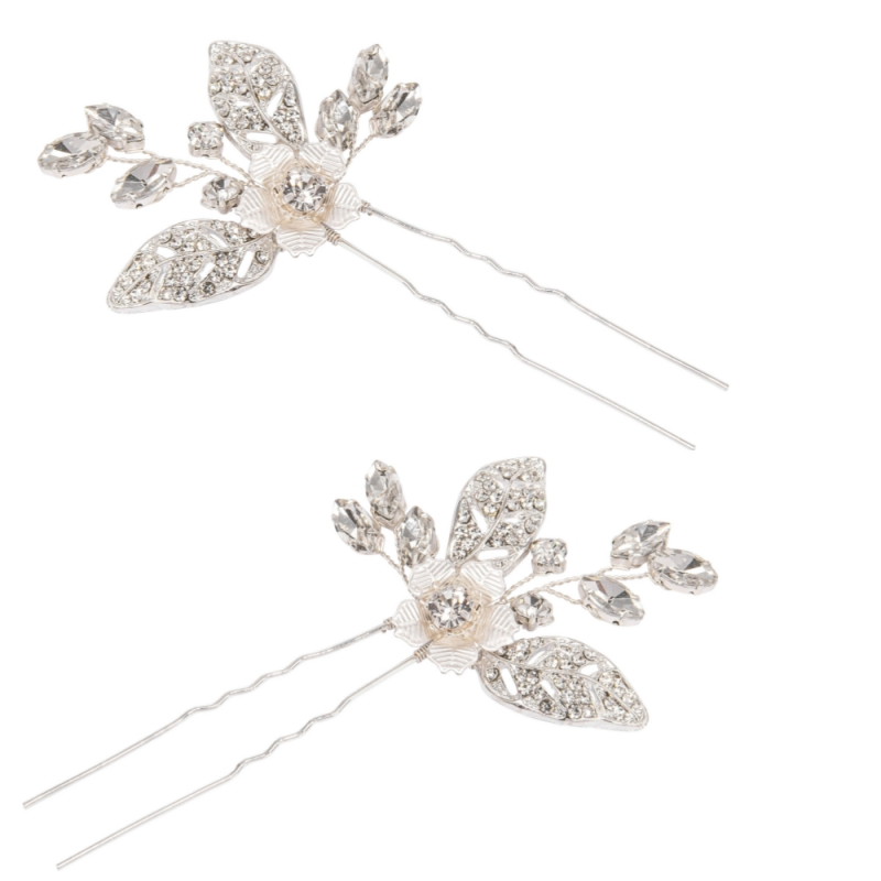 ATHENA COLLECTION - PRETTY CHIC HAIR PINS - SILVER (PAIR) PIN 50
