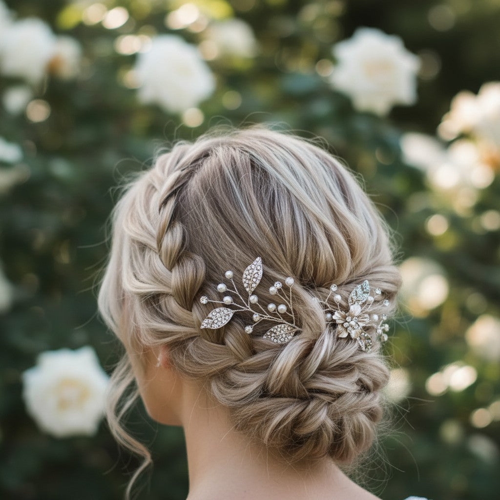 ATHENA COLLECTION - PRETTY CHIC HAIR PINS - SILVER (PAIR) PIN 50