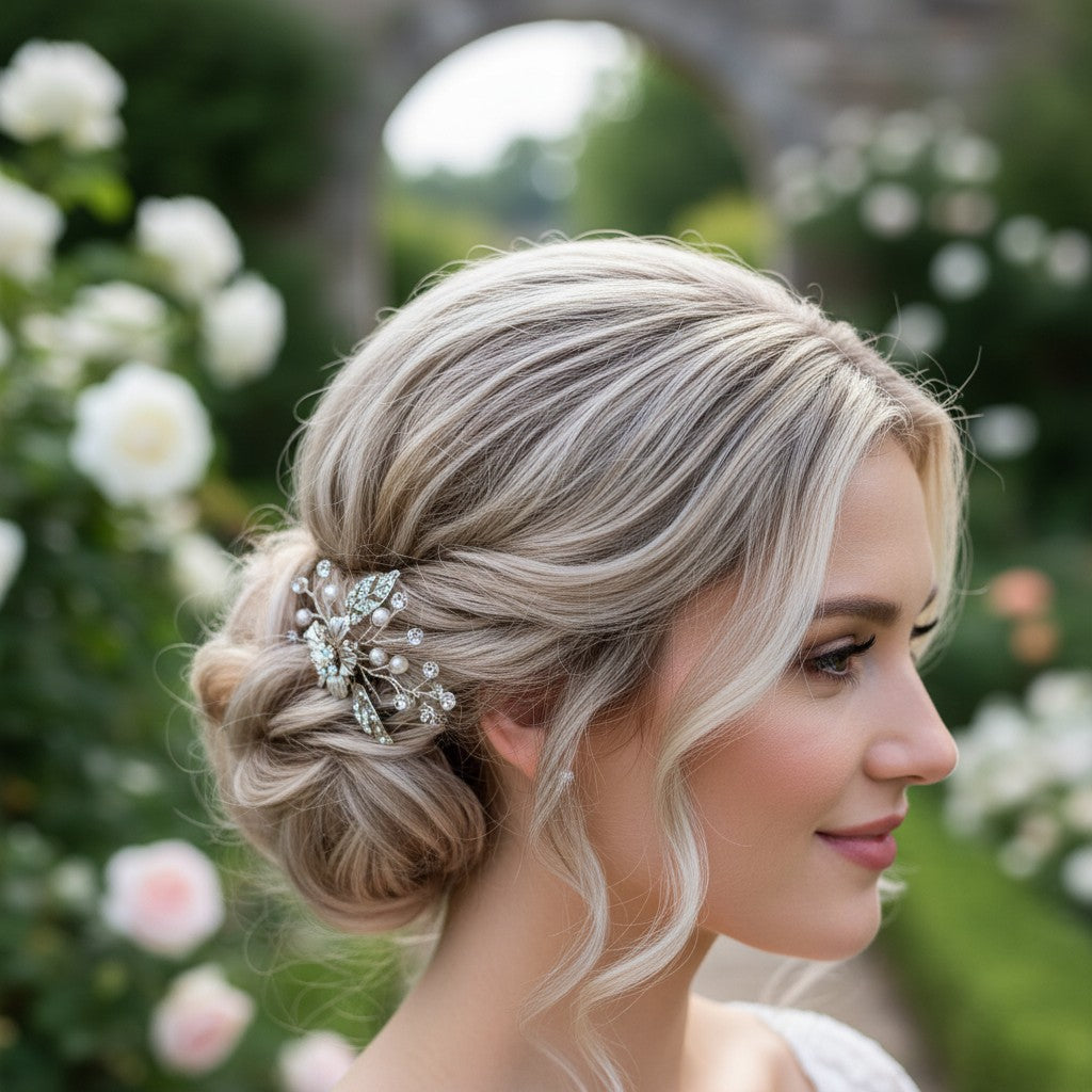 ATHENA COLLECTION - PRETTY CHIC HAIR PINS - SILVER (PAIR) PIN 50