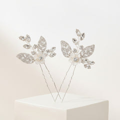 ATHENA COLLECTION - PRETTY CHIC HAIR PINS - SILVER (PAIR) PIN 50