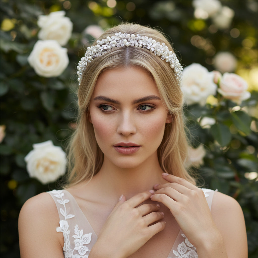 ATHENA COLLECTION - ETERNAL GARLAND HEADBAND - SILVER (AHB56)