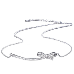 CUBIC ZIRCONIA COLLECTION - CRYSTALLURE BOW NECKLACE - SILVER CZNK115