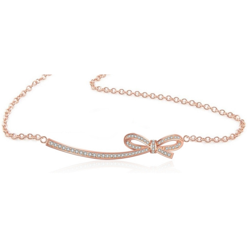 CUBIC ZIRCONIA COLLECTION - CRYSTALLURE BOW NECKLACE - CZNK115 ROSE GOLD