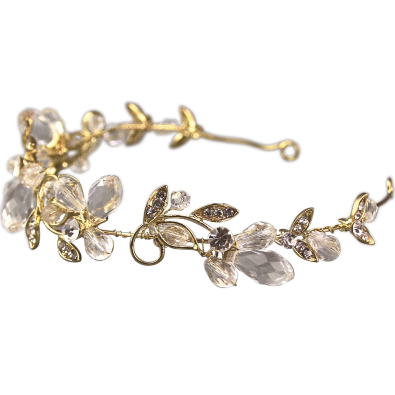 CUBIC ZIRCONIA COLLECTION - GRECIAN GOLD VINE HEADPIECE - AHB67 GOLD