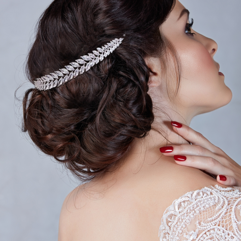 CUBIC ZIRCONIA COLLECTION - GRACEFUL BEAUTY HEADPIECE - AHB69 SILVER