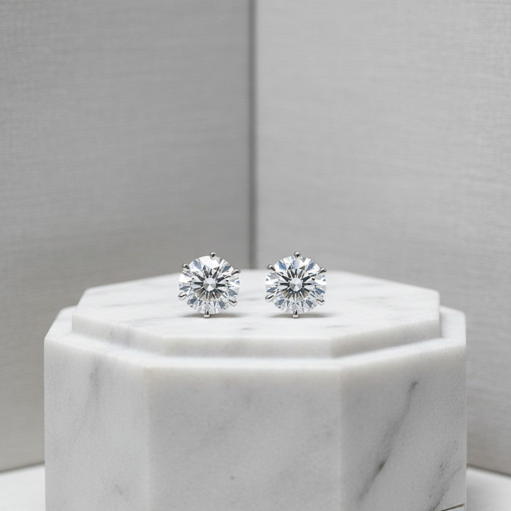 CUBIC ZIRCONIA COLLECTION - SIMULATED 5MM DIAMOND EARRINGS - CZER547