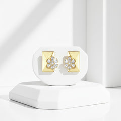 CUBIC ZIRCONIA COLLECTION - DAISY SPARKLE EARRINGS - 18K GOLD PLATED - CZER548