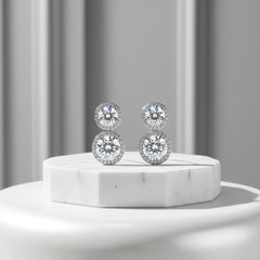 CUBIC ZIRCONIA COLLECTION - SPARKLE GEM EARRINGS - CZER549 SILVER