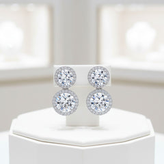 CUBIC ZIRCONIA COLLECTION - SPARKLE GEM EARRINGS - CZER549 SILVER