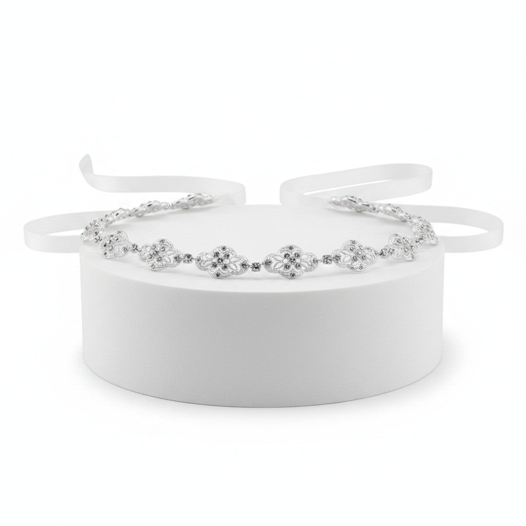 ATHENA COLLECTION - CRYSTALLURE BRIDAL BELT - SILVER (BELT36)