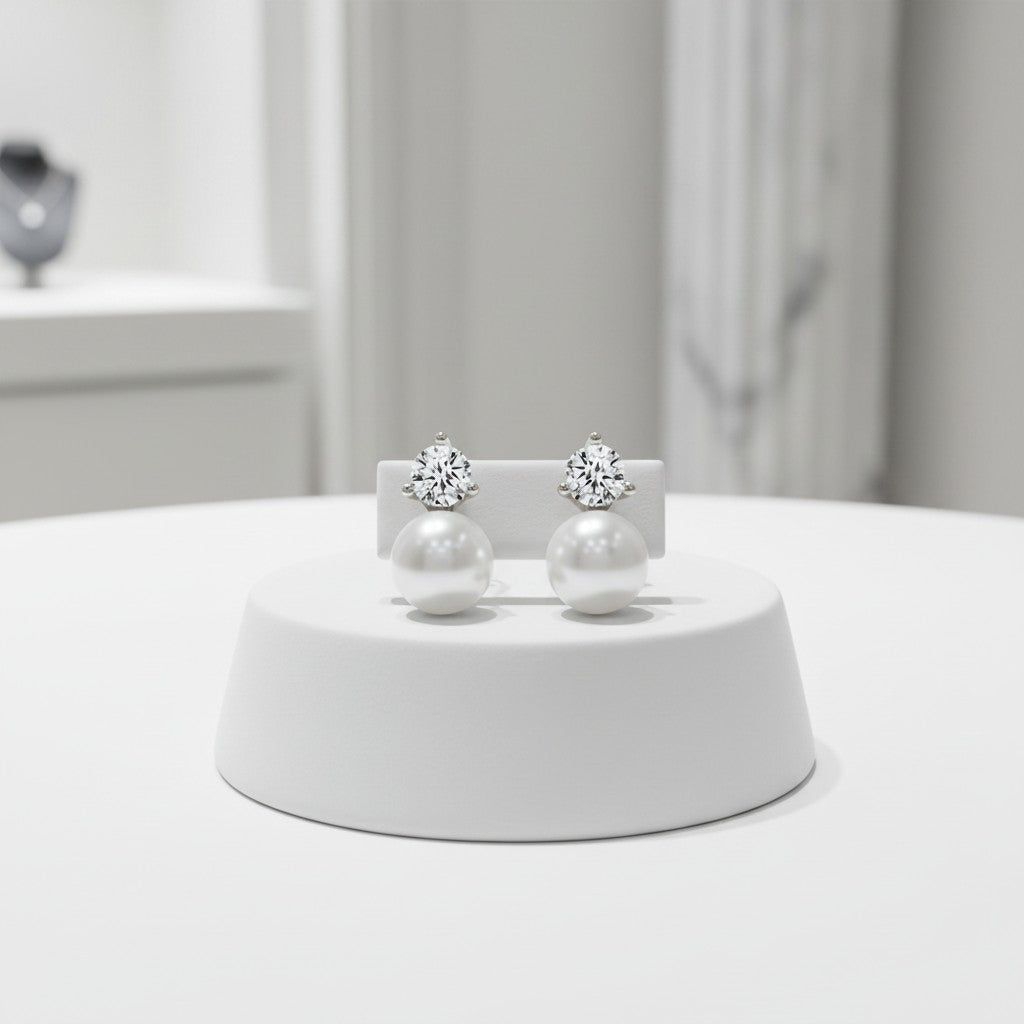 CUBIC ZIRCONIA COLLECTION - CLASSIC PEARL EARRINGS - CZER551