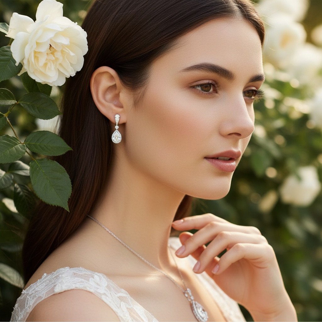 CUBIC ZIRCONIA COLLECTION - GRACEFUL SHIMMER EARRINGS - CZER552 SILVER