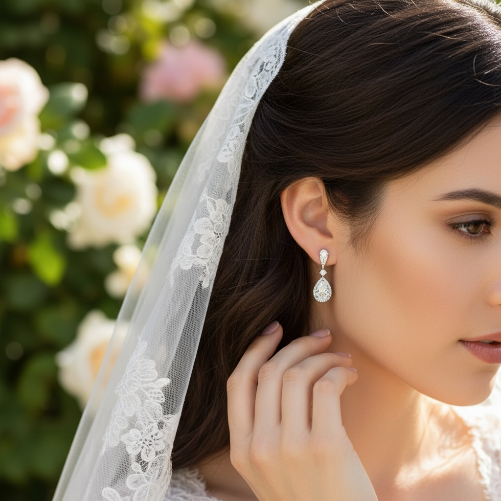 CUBIC ZIRCONIA COLLECTION - GRACEFUL SHIMMER EARRINGS - CZER552 SILVER